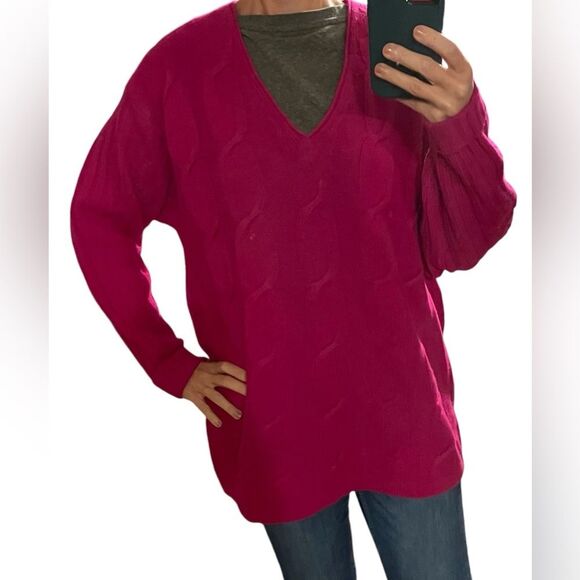 The Limited Sweater Vintage V Neck Pullover Wool Angora Rabbit Hot Pink Large - Picture 3 of 9